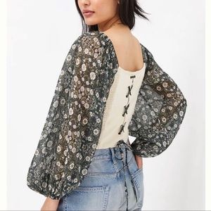 ANTHROPOLOGIE Smocked Balloon-Sleeve Top